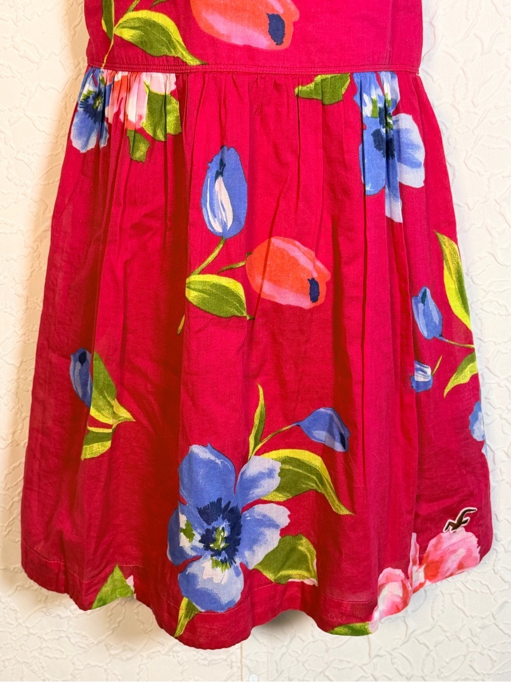 Hollister Fuschia Pink Floral Cotton Lined Summer Dress Sz M - Picture 3 of 13